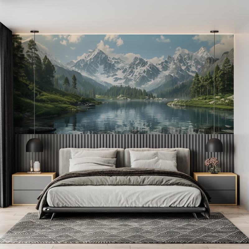 Nature landscape wallpaper bringing outdoors inside meditation room
