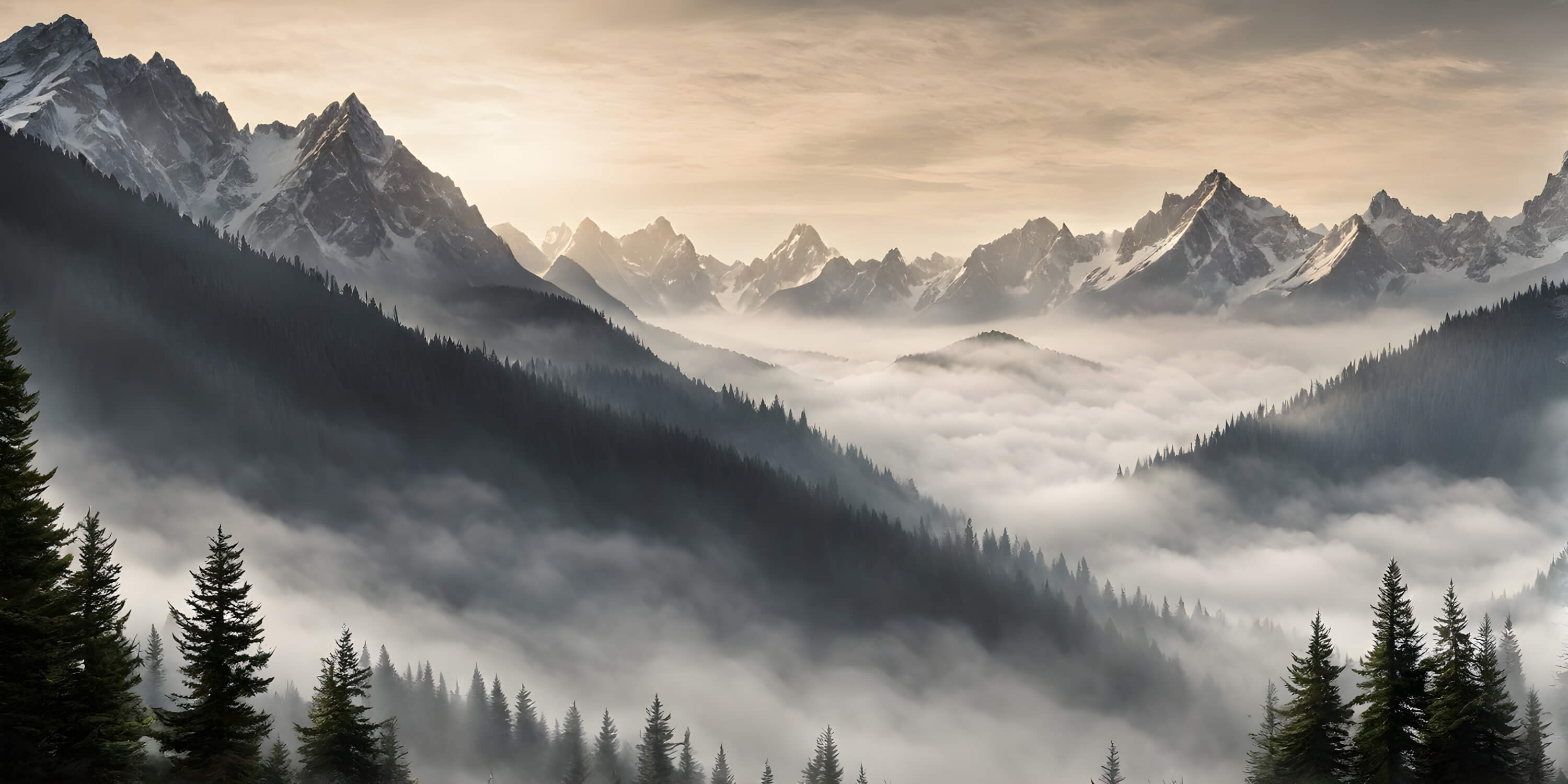 Mountain mist forest design file showing full pattern and misty landscape detail