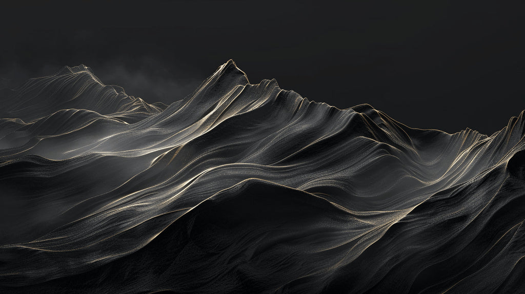 Black and gold mountain peaks design file showing full pattern detail