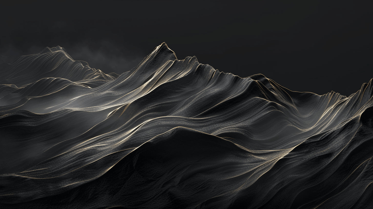 Black and gold mountain peaks design file showing full pattern detail