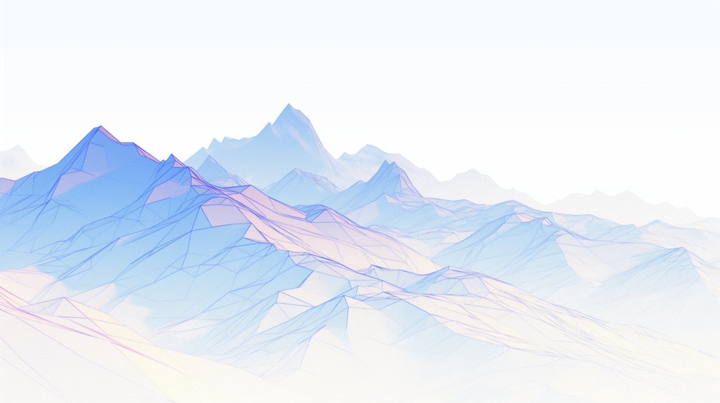 Geometric mountain pattern design file showing abstract peaks in soft blues and pinks