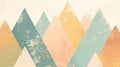 Geometric Mountain Wallpaper in modern minimalist living room showing pastel peaks and aged texture effect