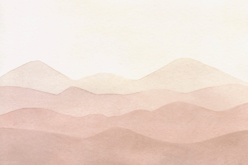 Mountain landscape wallpaper design file showing full pattern and neutral color palette