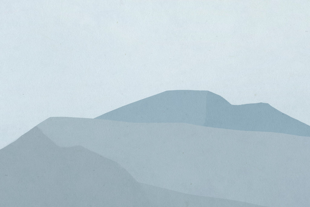 Clean design file showing mountain silhouettes against soft blue gradient background