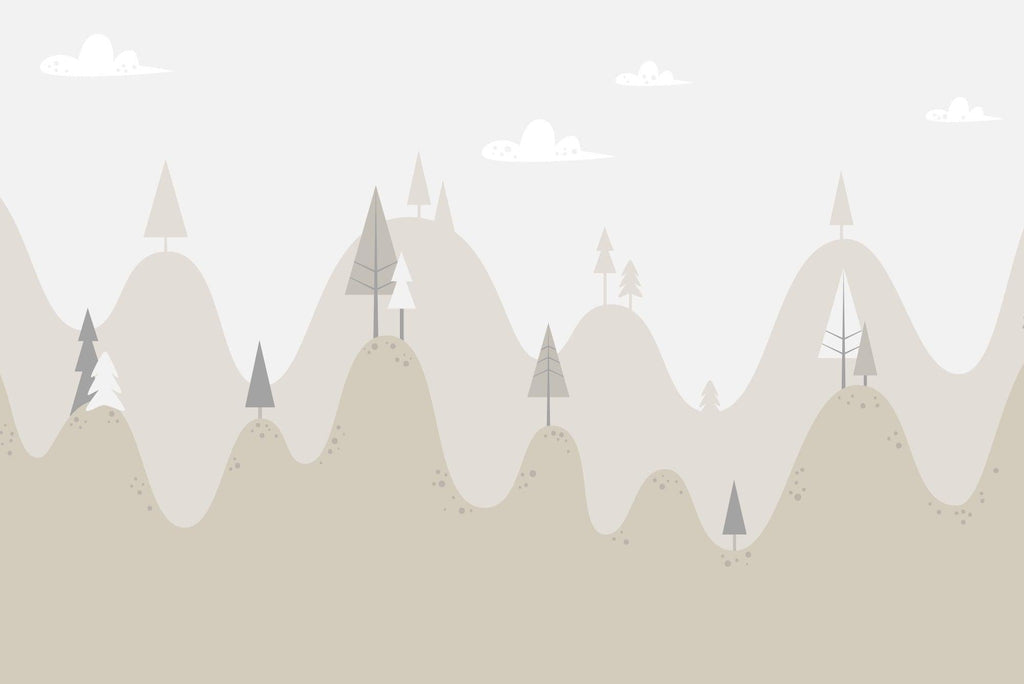 Mountain landscape wallpaper design file showing full pattern and gentle peaks