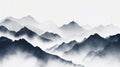 Mountain mural wallpaper creating depth in a modern living room with grey sofa and natural light
