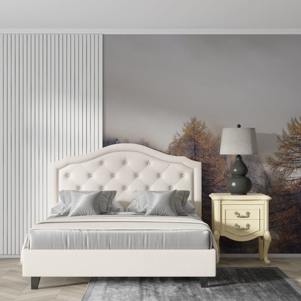 Forest landscape wallpaper enhancing meditation room ambiance