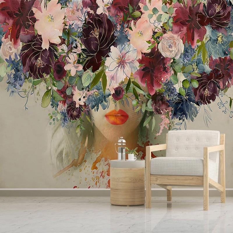Soft mountain wallpaper enhancing home office with calming views