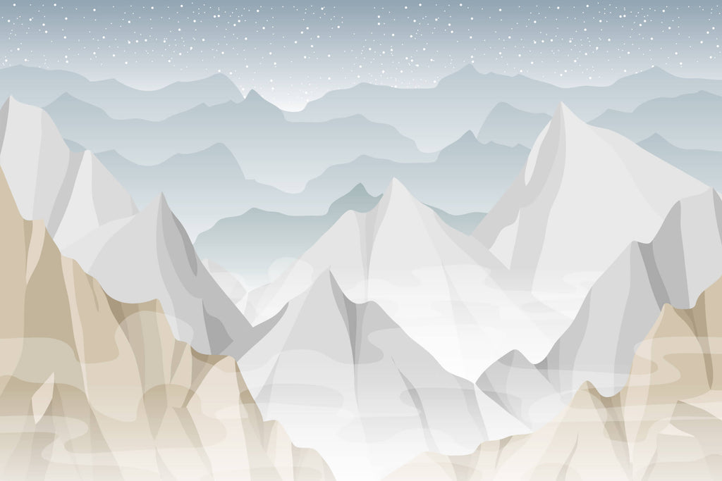 Mountain landscape wallpaper design file showing starry night pattern and peak details