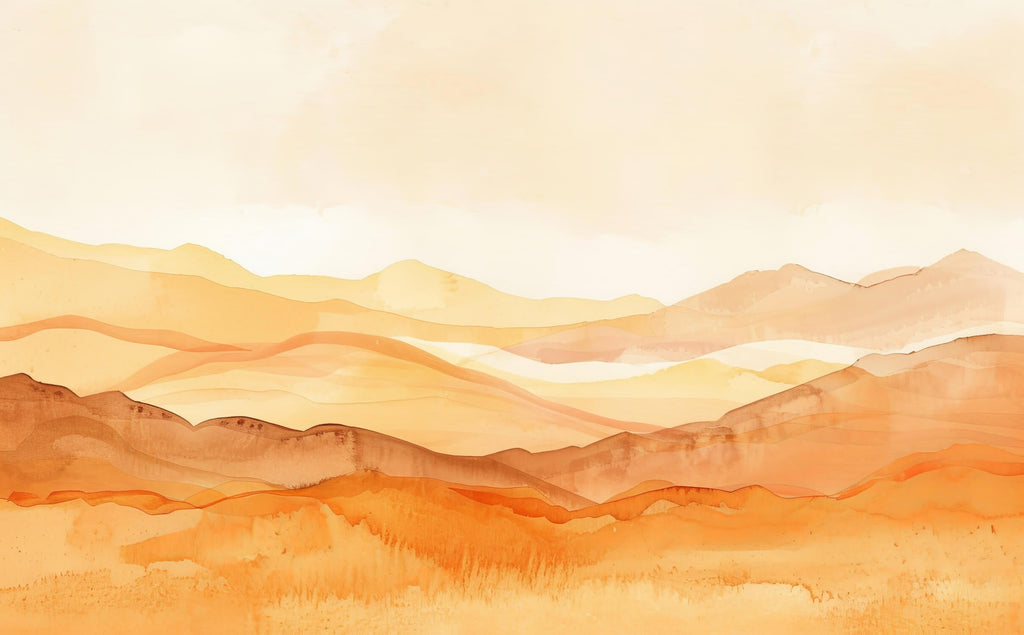 Terracotta mountain wallpaper design file showing full pattern and rich color details