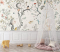 Magical Forest Kids Wallpaper in bright nursery with white furniture showing whimsical woodland scene