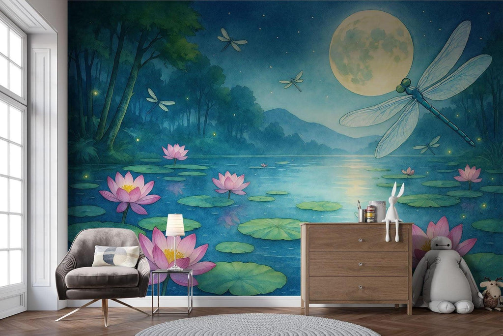 Dragonfly wallpaper design adding magic to a child's bedroom