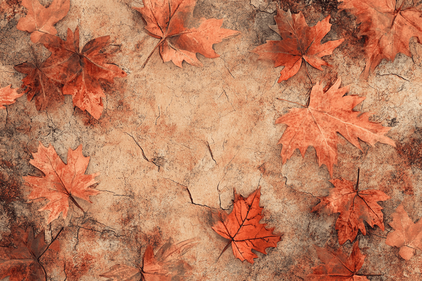Terracotta maple leaves design file showing detailed aged effect pattern