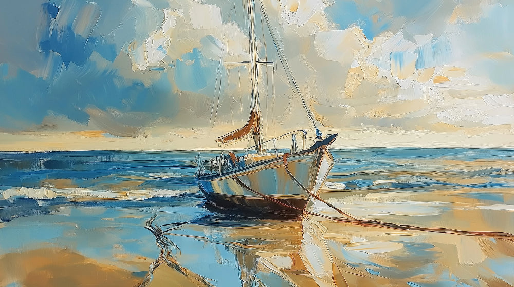 Ocean sailboat wallpaper design file showing detailed golden sunset and wave patterns