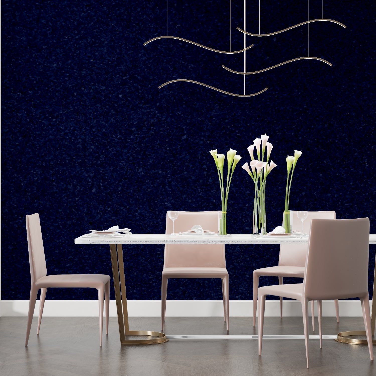 Night sky mural installed in a reading nook, demonstrating the sparkle effect in daylight