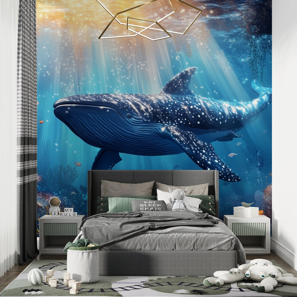 Marine Life Wallpaper bringing ocean vibes to home office space