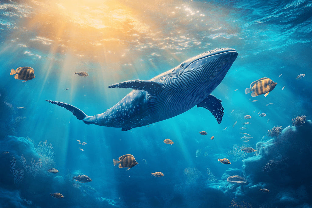 Blue whale underwater design file showing detailed marine scene pattern