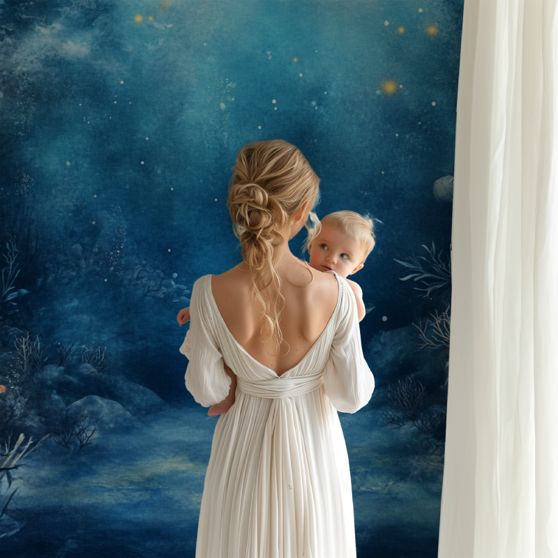 Deep sea wallpaper in cozy nursery with soft lighting showing mystical ocean scene