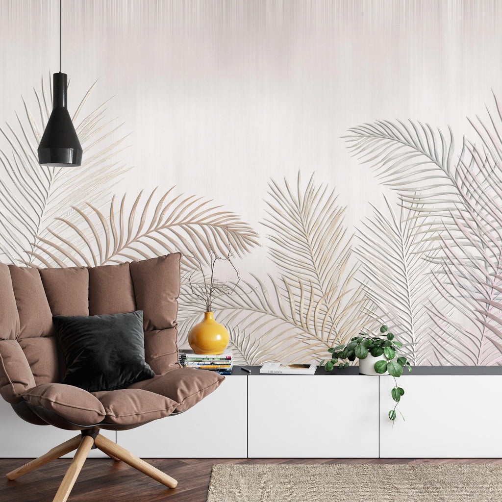 Elegant tropical wallpaper design showcased in bright dining room setting