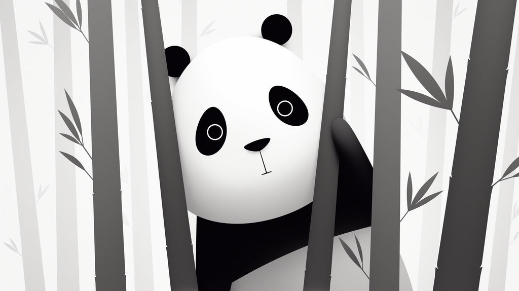 Panda wallpaper design file showing detailed bamboo forest pattern with gentle giant panda face