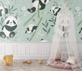 Panda wallpaper creating a cozy atmosphere in a modern nursery with natural light