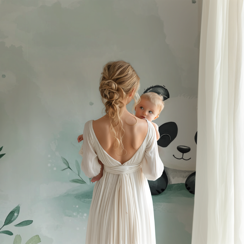 Panda and bamboo mural creating a peaceful atmosphere in a bedroom