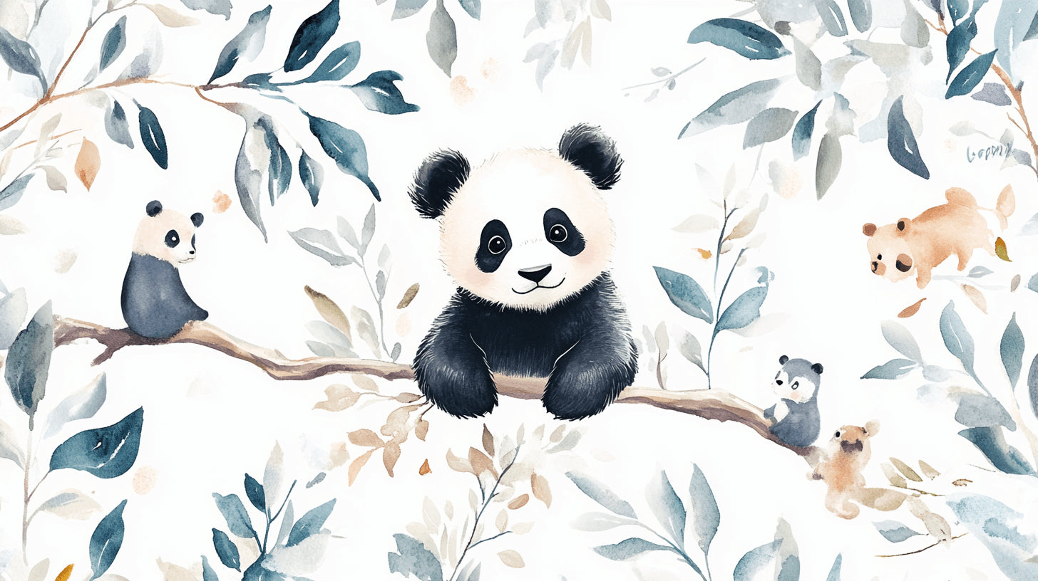 Watercolor panda design file showing full pattern and color details