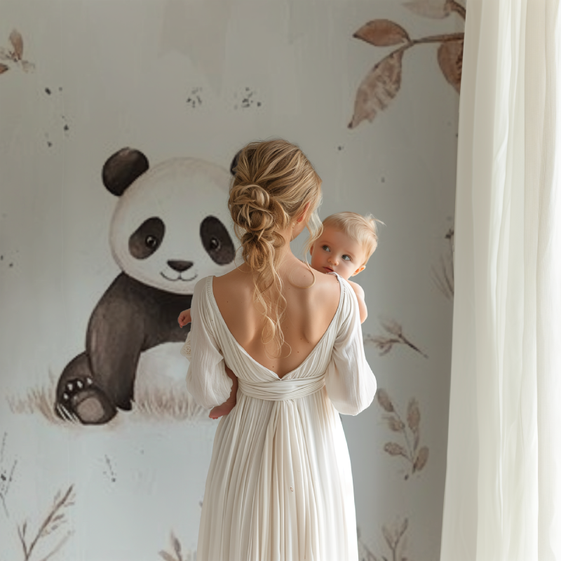 Forest animal wallpaper adding charm to baby's reading nook
