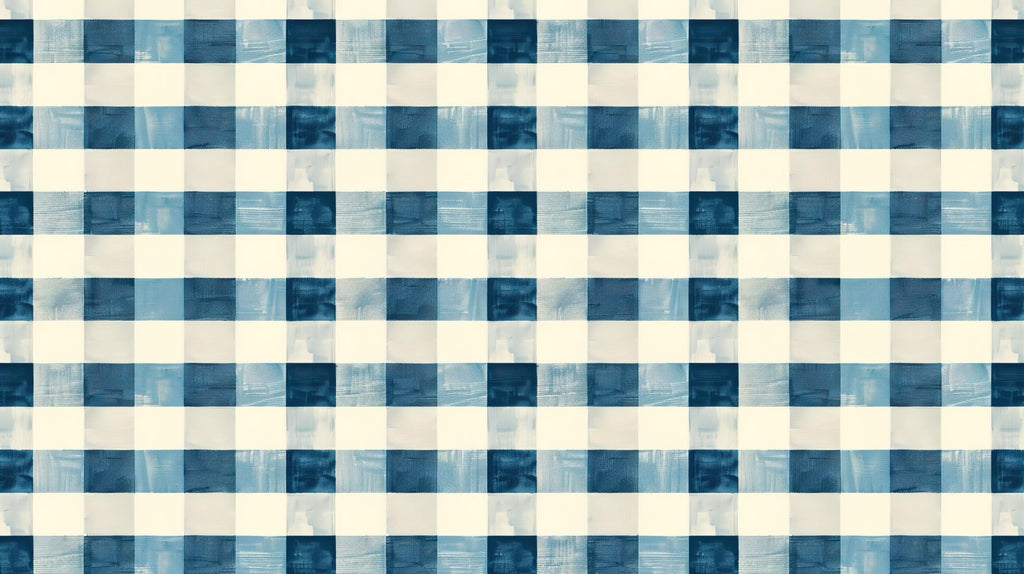 Blue and cream gingham pattern design file showing watercolor effect and detailed check pattern