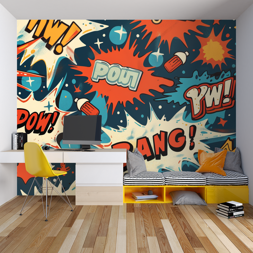 Maritime wall mural showcased in a bright nursery with wooden furniture