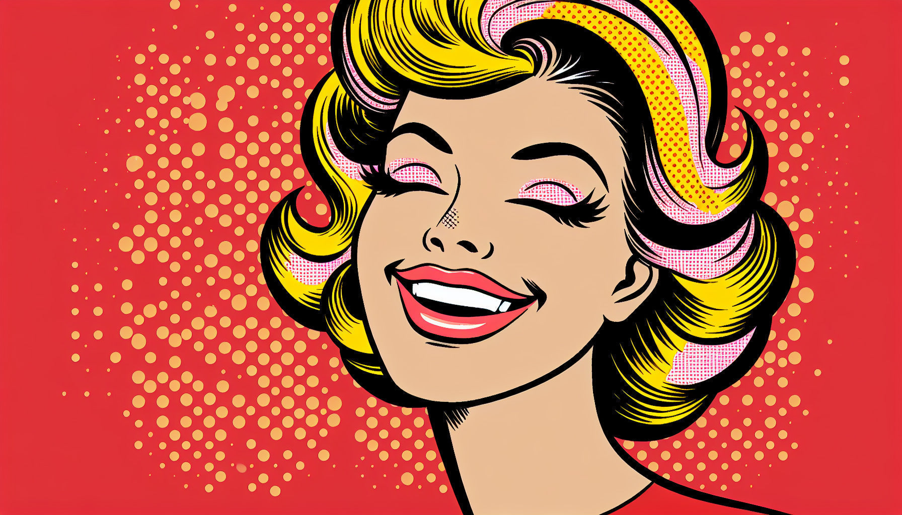 Pop art portrait design file featuring vibrant comic-style illustration with halftone dots and bold colors
