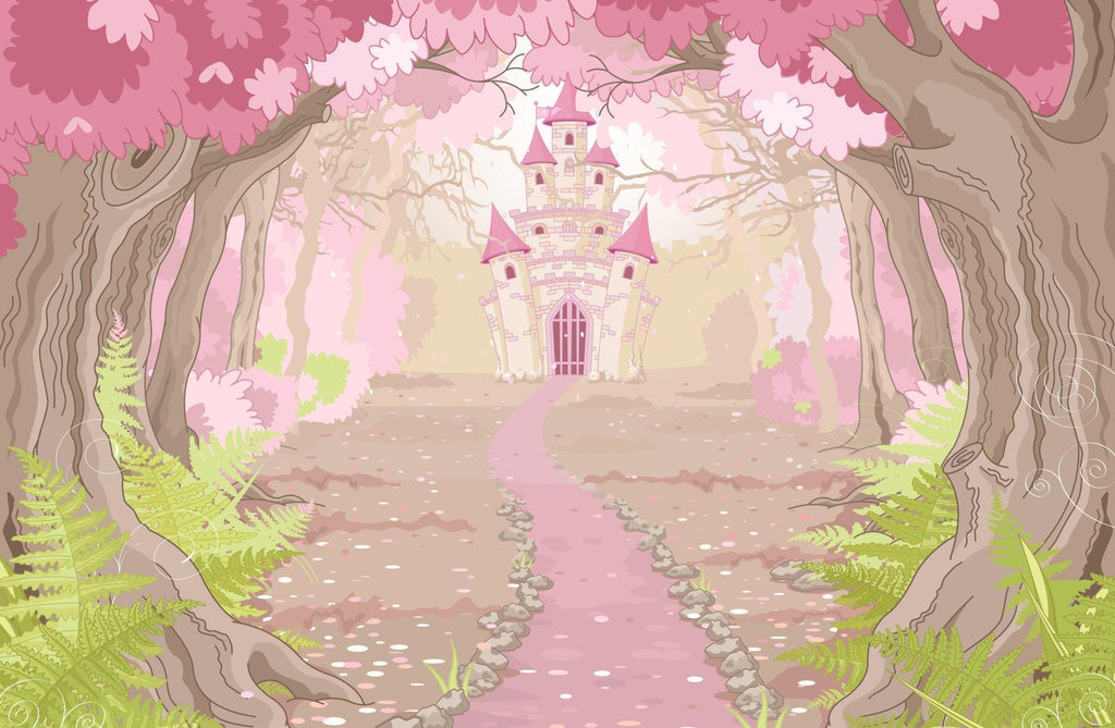 Princess castle design file showing detailed pink forest path and castle illustration