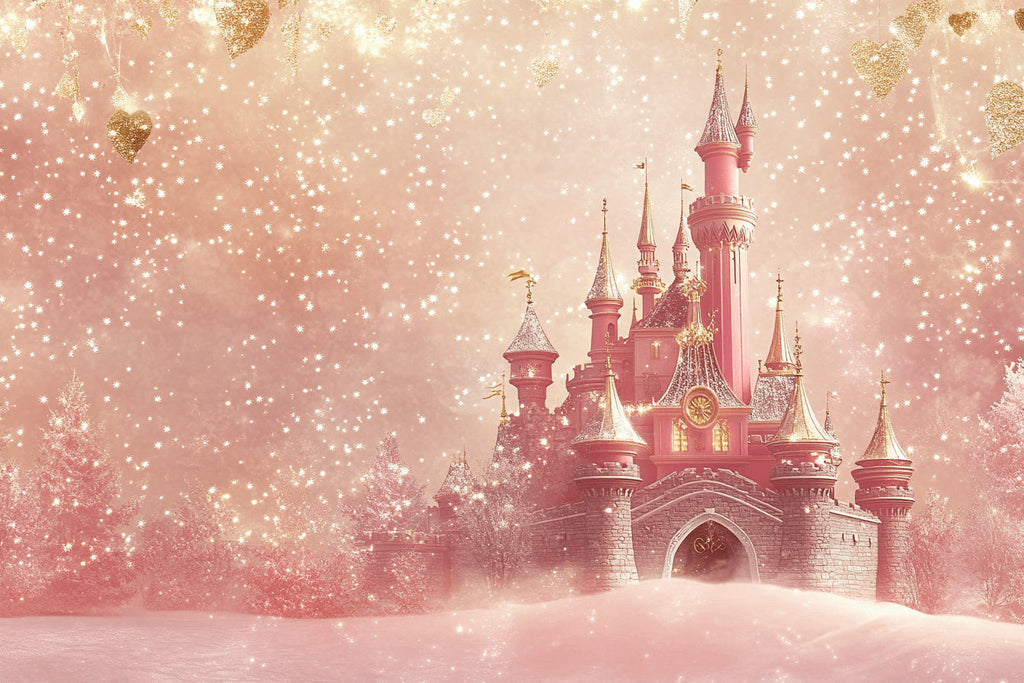 Princess castle wallpaper design file showing detailed pink and gold pattern with magical elements