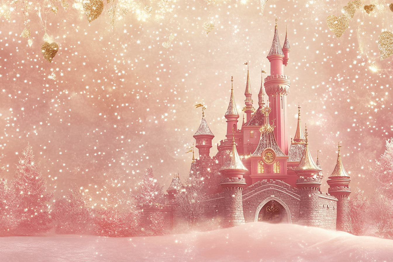 Princess castle wallpaper design file showing detailed pink and gold pattern with magical elements