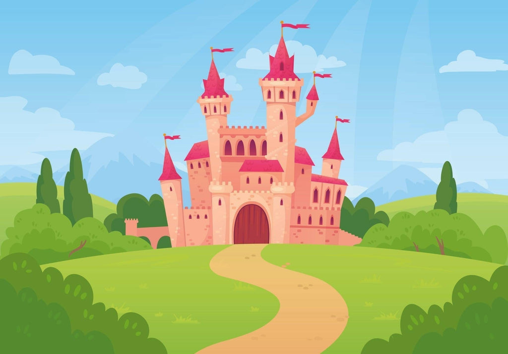 Princess castle wallpaper design file showing detailed pink palace pattern and fantasy elements
