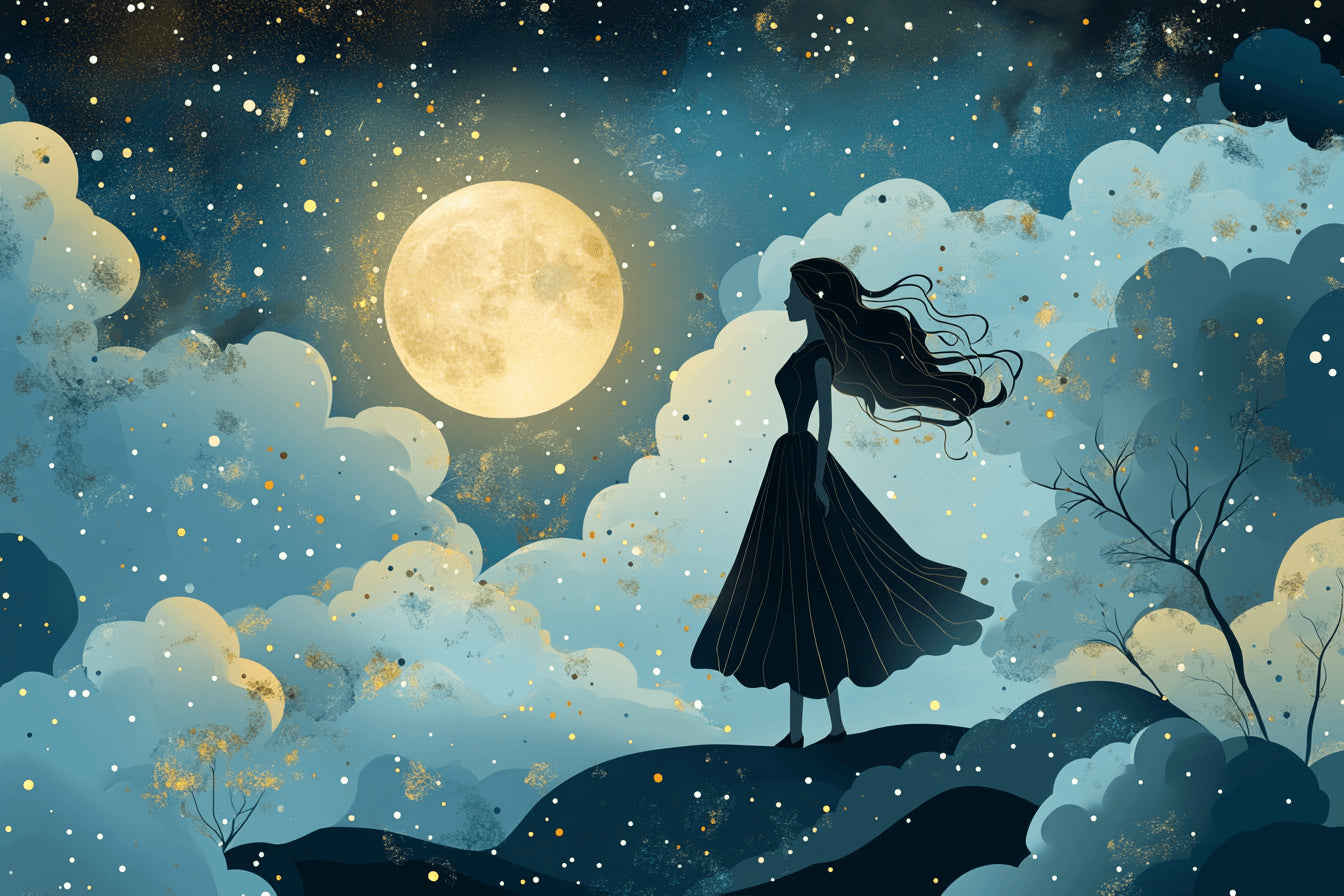 Princess silhouette art deco design file showing intricate pattern details and moonlit effects