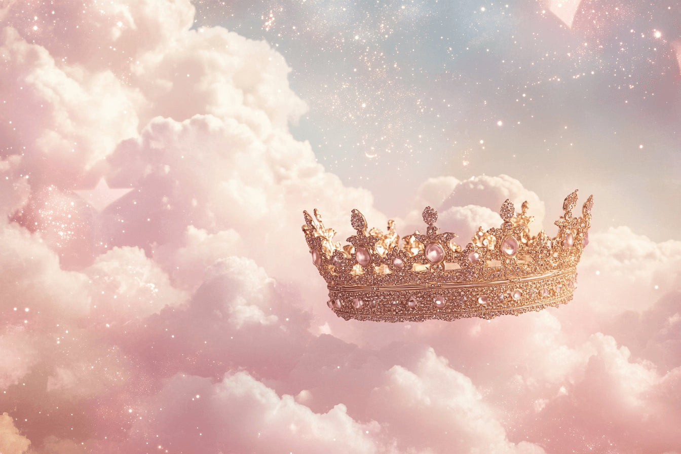 Princess crown wallpaper design file showing detailed rose gold pattern on sparkling sky