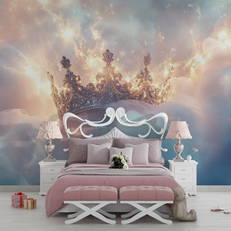 Princess crown mural displayed in a bright children's bedroom