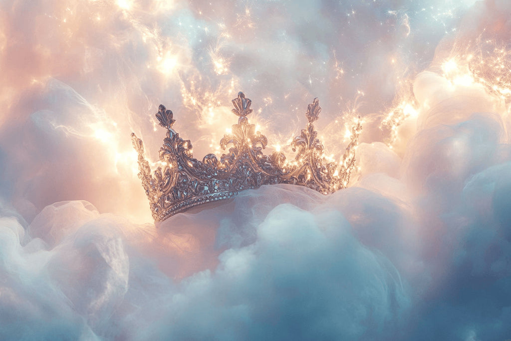 Princess crown wallpaper design file showing detailed golden crown pattern with dreamy clouds