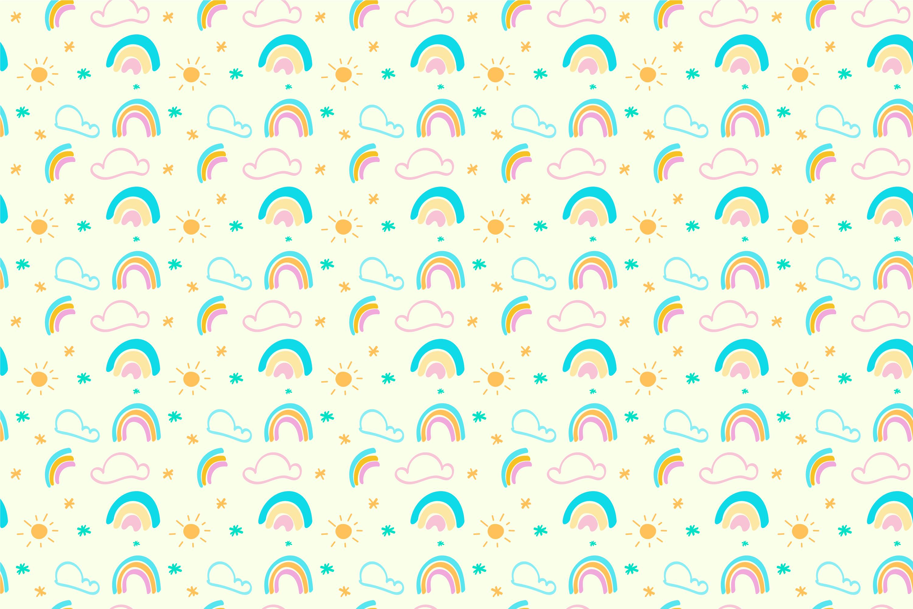 Rainbow and cloud pattern design file showing intricate details and true colors