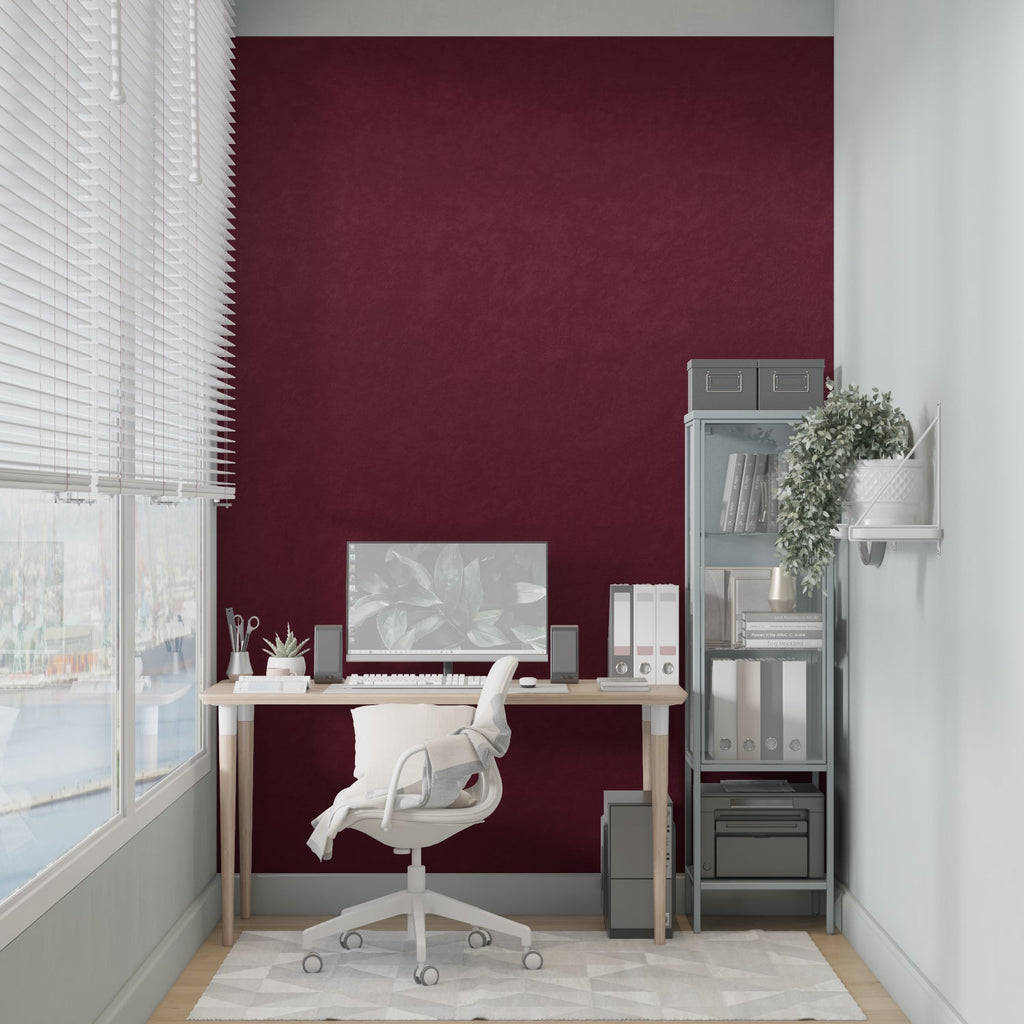 Burgundy wallpaper creating elegant atmosphere in modern living room with contemporary furniture