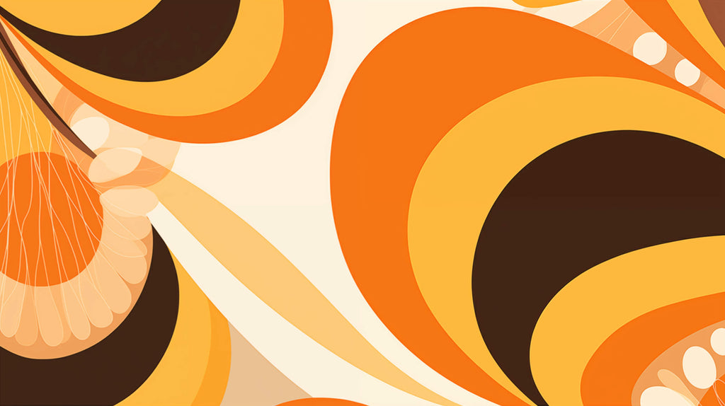 Geometric circles design file showing vibrant orange and brown retro pattern