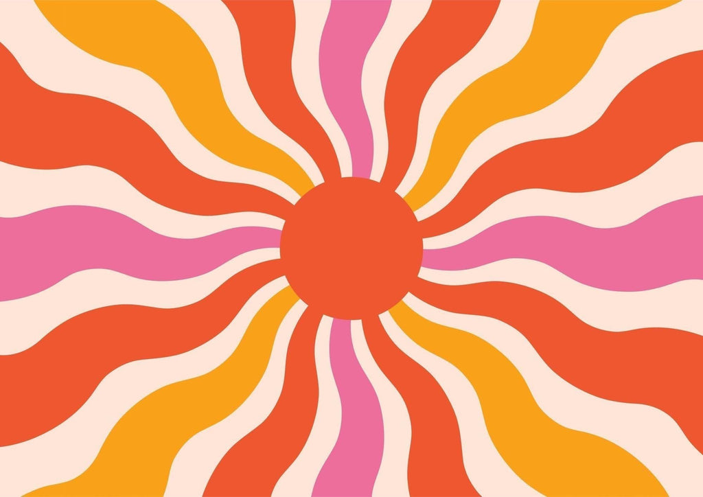 Retro sunburst pattern wallpaper design file showing detailed geometric rays and color gradient