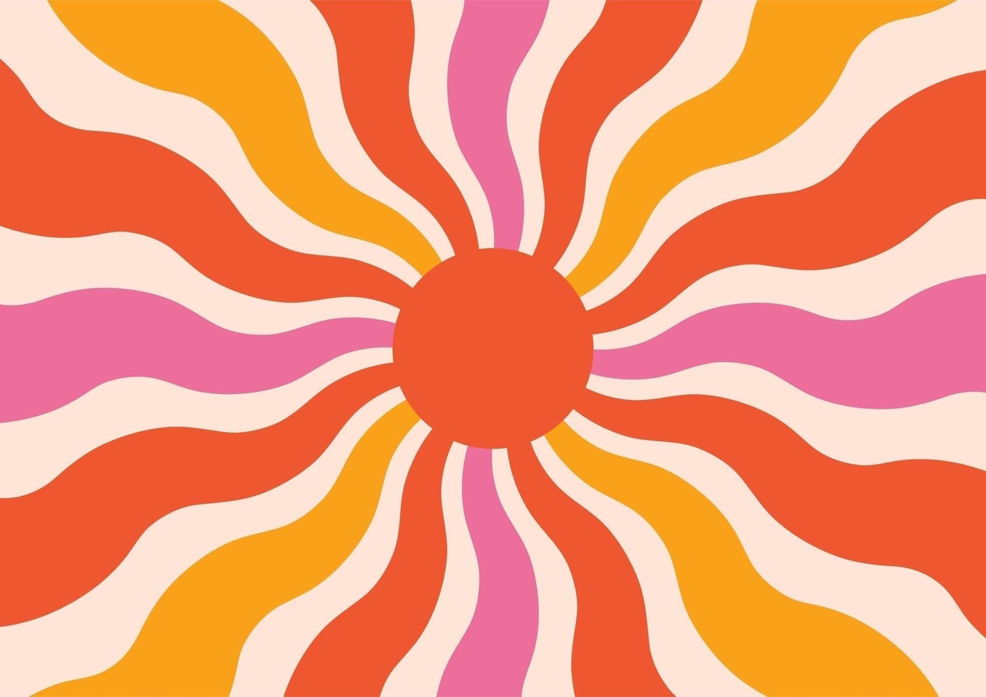 Retro sunburst pattern wallpaper design file showing detailed geometric rays and color gradient