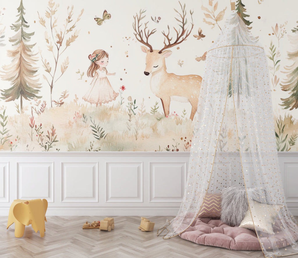 Pink Savanna Wallpaper adorning the walls of a reading nook