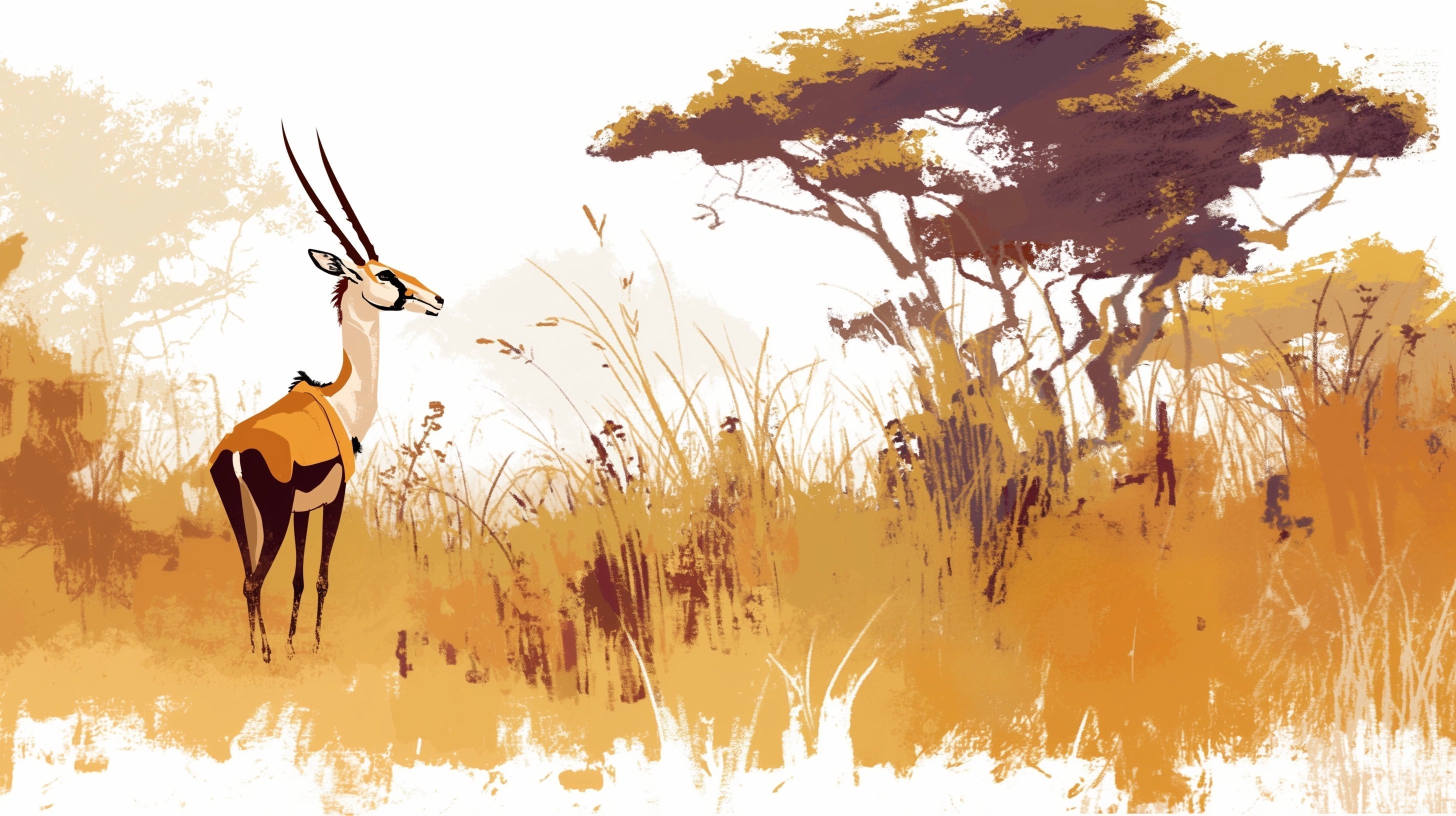 Savanna wallpaper design file showing detailed gazelle and golden grasslands pattern