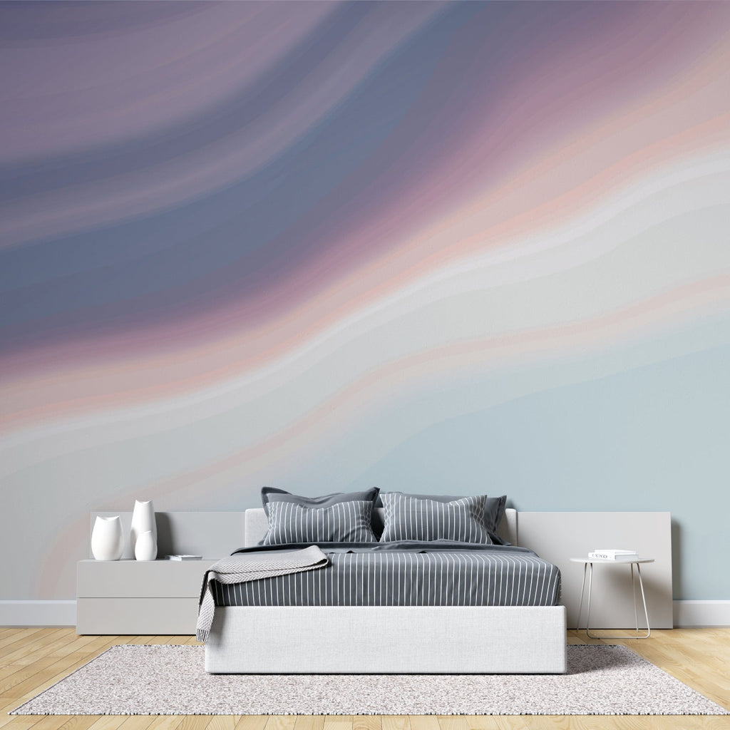 Sky inspired mural adding soft color to nursery walls
