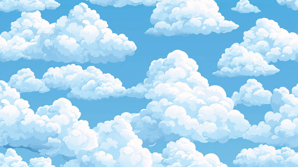 Design file showing detailed cloud pattern against blue sky background