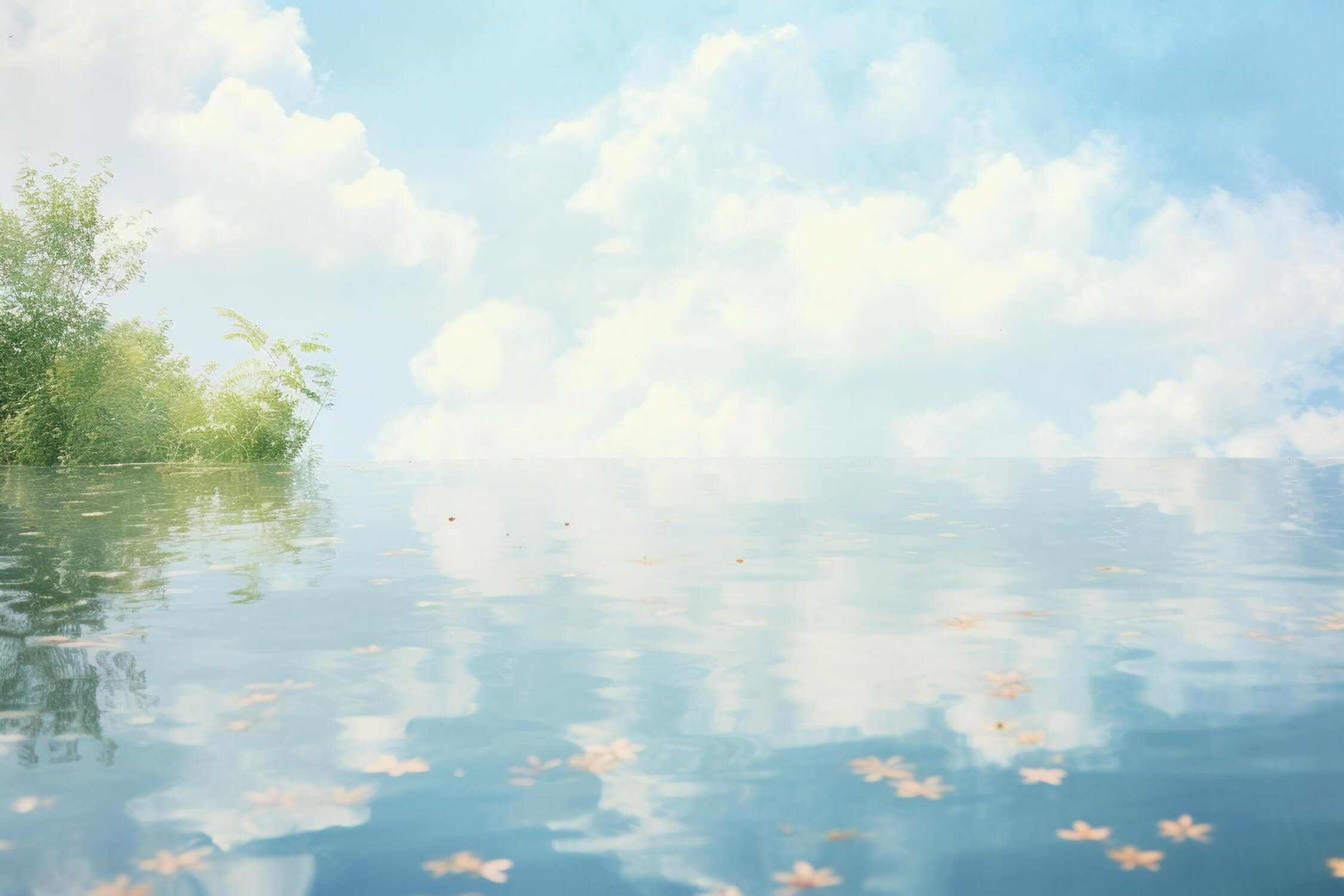 Design file showing gentle watercolor cloud pattern with soft blue sky tones