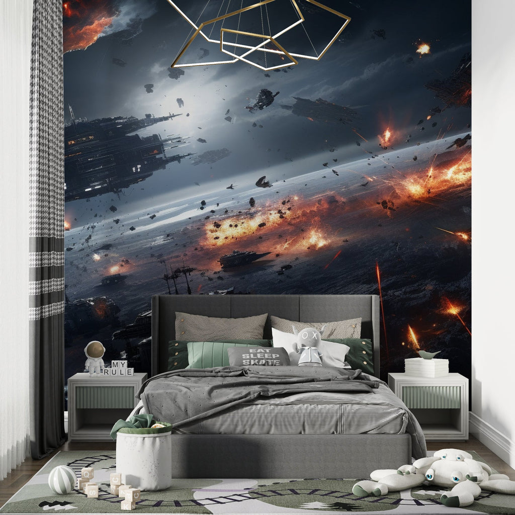 Galaxy battle mural making an impact in a contemporary living space